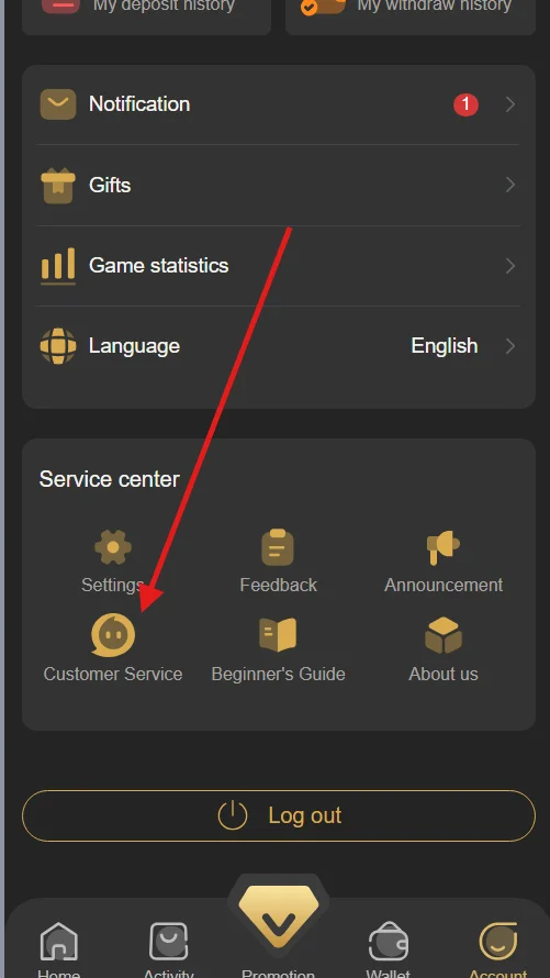 Customer service page with all the issues listed